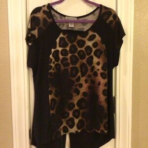 Size XL Leopard Print Black Top